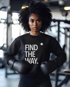 Find The Way sweatshirt with boxing gloves